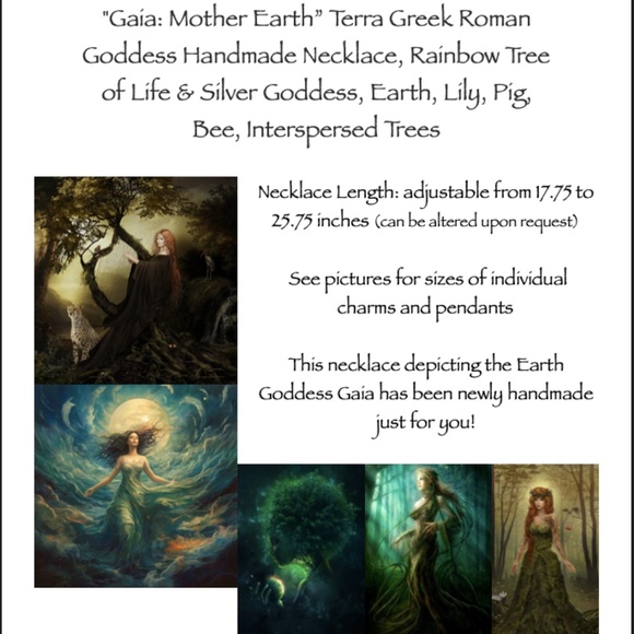 “Gaia: Mother Earth" Terra Greek Roman Goddess Handmade Mythology Necklace, Tree - Picture 15 of 16